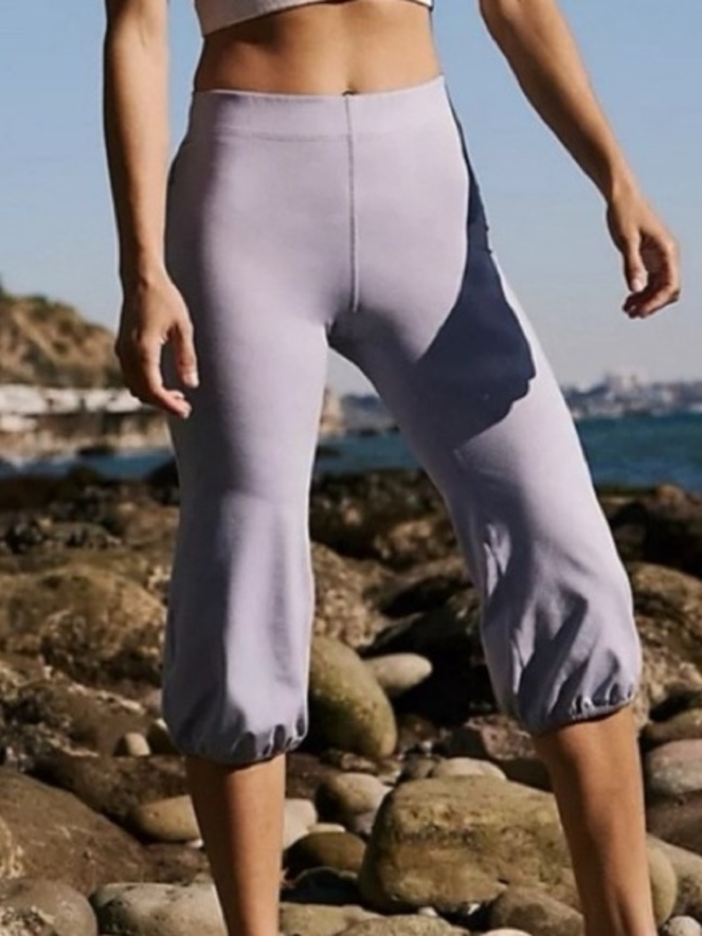 Free People Lets Bounce Cropped Pants Women’s Size Large Purple NEW